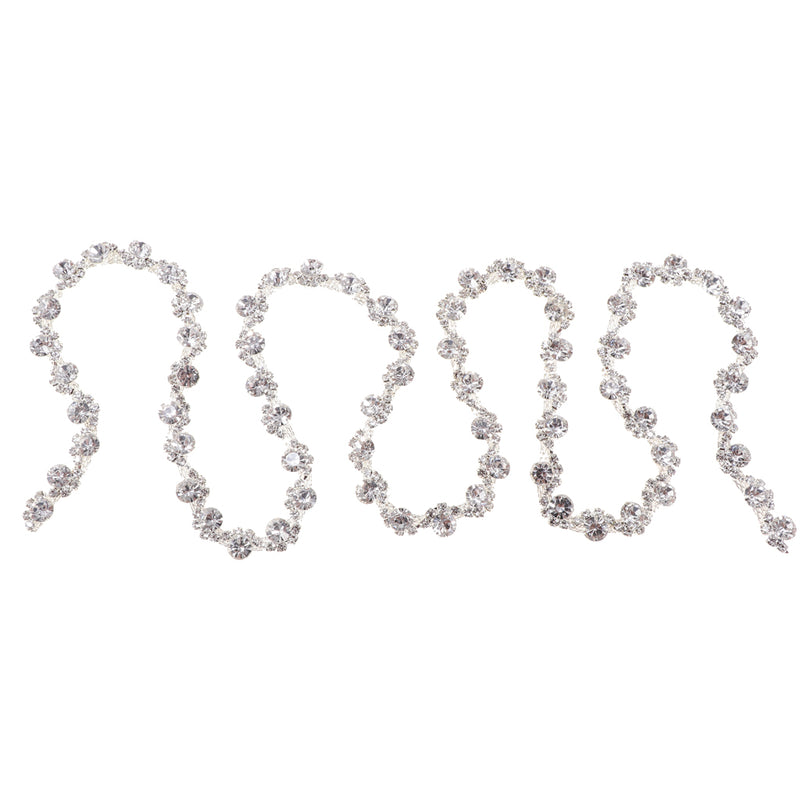 1 Yard Alloy Crystal Rhinestone Chain Beaded Ribbon Trim Sewing Applique Embellishment for Wedding Bridal Dress Clothing Decoration