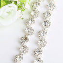 1 Yard Alloy Crystal Rhinestone Chain Beaded Ribbon Trim Sewing Applique Embellishment for Wedding Bridal Dress Clothing Decoration