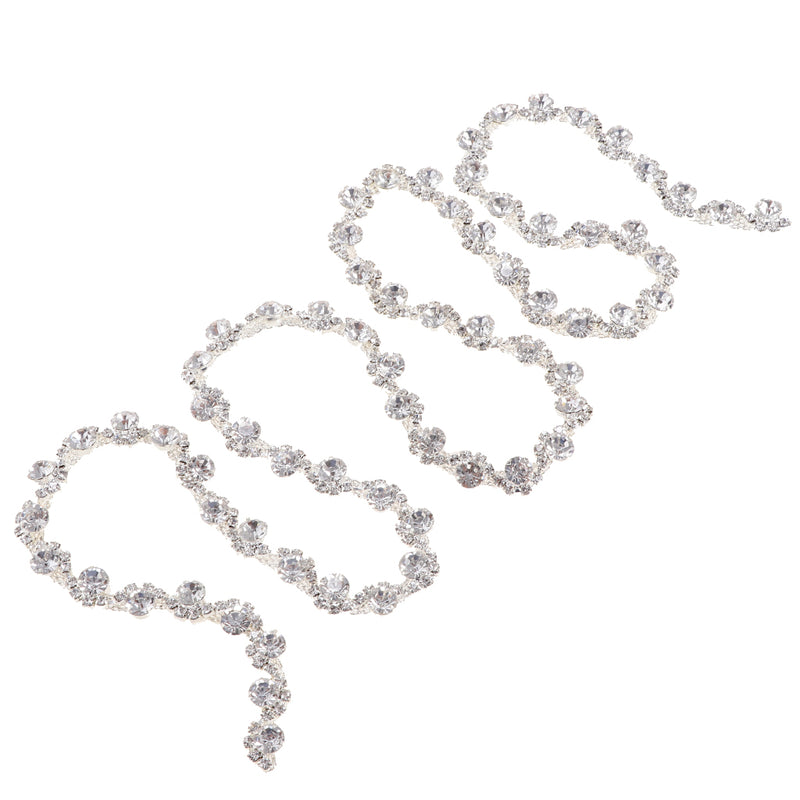 1 Yard Alloy Crystal Rhinestone Chain Beaded Ribbon Trim Sewing Applique Embellishment for Wedding Bridal Dress Clothing Decoration