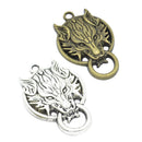 2 Piece Silver Bronze Alloy Wolf Shape Pendant Charms for Jewelry Making DIY Necklace Bracelet Earrings Hair Accessories Craft