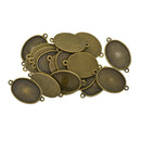 20 Pieces Antique Bronze Oval Cameo Cabochon Pendant Setting Blanks Trays