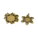 10 Pieces 16mm Vintage Filigree Flower Pendant Bezel Trays, Antique Bronze, Pendant Blanks Cameo Bezel Cabochon Settings for Jewelry Making Charms