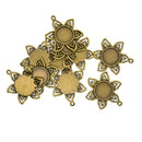 10 Pieces 16mm Vintage Filigree Flower Pendant Bezel Trays, Antique Bronze, Pendant Blanks Cameo Bezel Cabochon Settings for Jewelry Making Charms