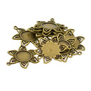 10 Pieces 16mm Vintage Filigree Flower Pendant Bezel Trays, Antique Bronze, Pendant Blanks Cameo Bezel Cabochon Settings for Jewelry Making Charms