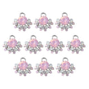 10 Pieces Alloy Fashion Pink Crystal Pendant Rhinestone Diamante Charms For Women Necklace Brooch Decor Supply 16x17mm