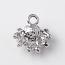 10 Pieces Alloy Fashion Pink Crystal Pendant Rhinestone Diamante Charms For Women Necklace Brooch Decor Supply 16x17mm