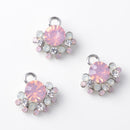 10 Pieces Alloy Fashion Pink Crystal Pendant Rhinestone Diamante Charms For Women Necklace Brooch Decor Supply 16x17mm