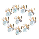 10x Alloy Fashion Crystal Flatback Jewelry Accessory Rhinestone Pearl Charms Women Necklace Brooch Butterfly Button Sewing Crafts Supply Light Blue