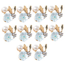 10x Alloy Fashion Crystal Flatback Jewelry Accessory Rhinestone Pearl Charms Women Necklace Brooch Butterfly Button Sewing Crafts Supply Light Blue