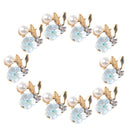 10x Alloy Fashion Crystal Flatback Jewelry Accessory Rhinestone Pearl Charms Women Necklace Brooch Butterfly Button Sewing Crafts Supply Light Blue