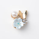 10x Alloy Fashion Crystal Flatback Jewelry Accessory Rhinestone Pearl Charms Women Necklace Brooch Butterfly Button Sewing Crafts Supply Light Blue