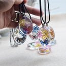 Oval Shape Glass Necklace Pendants With Dried Flowers Design Time Gem Jewelry Making Supply Clear