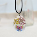 Oval Shape Glass Necklace Pendants With Dried Flowers Design Time Gem Jewelry Making Supply Clear