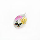 Oval Shape Glass Necklace Pendants With Dried Flowers Design Time Gem Jewelry Making Supply Clear