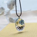 Oval Shape Glass Necklace Pendants With Dried Flowers Design Time Gem Jewelry Making Supply Clear