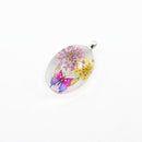 Oval Shape Glass Necklace Pendants With Dried Flowers Design Time Gem Jewelry Making Supply Clear