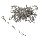 20 Sets Silver Plated Necklace Extender Bracelet Extender Extender Chain with Snap Heart Clasp & Teardrop Ends DIY Jewelry Findings