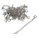 20 Sets Silver Plated Necklace Extender Bracelet Extender Extender Chain with Snap Heart Clasp & Teardrop Ends DIY Jewelry Findings