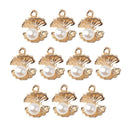 10pieces Bail Design Fashion Alloy Pearl Shell Charms Jewelry Making Pendant DIY Craft Accessory Gold 13X16mm