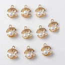 10pieces Bail Design Fashion Alloy Pearl Shell Charms Jewelry Making Pendant DIY Craft Accessory Gold 13X16mm