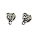 50 Piece Antique Silver Alloy Heart Shape Large Hole Beads with Bails Hanger Charms for DIY Necklace Bracelet Jewelry Making Beading Craft