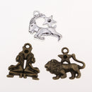 Jewelry Craft Design - 24 Pack Zodiac Charm Pendants Dangle Beads Accessories for DIY Crafts Bracelet Necklace Jewelry Making, Antique Silver & Bronze