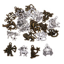 Jewelry Craft Design - 24 Pack Zodiac Charm Pendants Dangle Beads Accessories for DIY Crafts Bracelet Necklace Jewelry Making, Antique Silver & Bronze