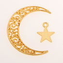 50 Packs DIY Retro Alloy Moon Star Connectors Charms Pendants Jewelry Making