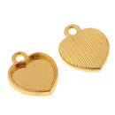 50 Pieces Romantic Sweet Heart Design Blank Necklace Bracelets Base Bezel Settings Cameo Cabochon Tray 15x12mm