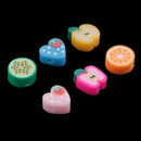 100 Pieces Assorted Fruits Slices Polymer Clay Beads Charms Accessories for Jewelry Making Kids Craft DIY
