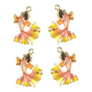 4 Pieces Chic Earrings Dangles Enamel Golden Fish Charms Pendants for Fashion Jewelry Making Bag Zipper Ornaments