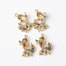 4 Pieces Chic Earrings Dangles Enamel Golden Fish Charms Pendants for Fashion Jewelry Making Bag Zipper Ornaments