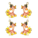 4 Pieces Chic Earrings Dangles Enamel Golden Fish Charms Pendants for Fashion Jewelry Making Bag Zipper Ornaments