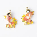 4 Pieces Chic Earrings Dangles Enamel Golden Fish Charms Pendants for Fashion Jewelry Making Bag Zipper Ornaments