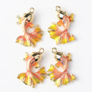 4 Pieces Chic Earrings Dangles Enamel Golden Fish Charms Pendants for Fashion Jewelry Making Bag Zipper Ornaments