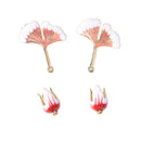 2 Pairs Chic Earrings Dangles Enamel Leaf/Flower Bud Charms Pendants For Fashion Jewelry Making Bag Zipper Ornaments