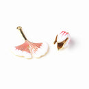 2 Pairs Chic Earrings Dangles Enamel Leaf/Flower Bud Charms Pendants For Fashion Jewelry Making Bag Zipper Ornaments