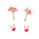 2 Pairs Chic Earrings Dangles Enamel Leaf/Flower Bud Charms Pendants For Fashion Jewelry Making Bag Zipper Ornaments