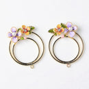 4 Pieces Enamel Charms Pendant Alloy Pearl Flower DIY Jewelry Findings Craft