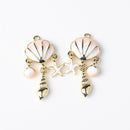 4Pieces Seashell Charms Pendant Jewelry Making Findings DIY Necklace Earring