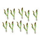 4PCS LOVELY LEAF SHAPE ALLOY ENAMEL PENDANTS FOR HANDMADE EARRINGS BRACELETS NECKLACES DIY JEWELRY (0.43 x 0.98'')