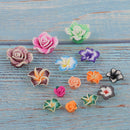 107 Pieces Lots Assorted DIY Flatbacks Resin Flat Back Flowers Kawaii Cabochon Buttons Scrapbooking Slime Charm DIY Embellishment Phone Craft