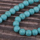 One Strand 15inch Blue Turquoise Round Loose Spacer Beads for DIY Jewelry Making Craft, Natural Stone (8mm)