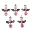 5 Pieces Angle Wings, Tibetan Silver, Alloy, ABS Pearl Charms Pendants for DIY Jewelry Making, DIY Earrings, 1.18 x 0.79 inch