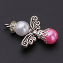 5 Pieces Angle Wings, Tibetan Silver, Alloy, ABS Pearl Charms Pendants for DIY Jewelry Making, DIY Earrings, 1.18 x 0.79 inch