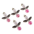 5 Pieces Angle Wings, Tibetan Silver, Alloy, ABS Pearl Charms Pendants for DIY Jewelry Making, DIY Earrings, 1.18 x 0.79 inch