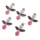 5 Pieces Angle Wings, Tibetan Silver, Alloy, ABS Pearl Charms Pendants for DIY Jewelry Making, DIY Earrings, 1.18 x 0.79 inch
