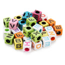 200 Pieces 6mm Colorful Letter Beads Kit Alphabet Cubic Bead A-Z Bulk - Acrylic Beads for DIY Bracelets Jewelry Accessories Making (Large Hole, 4mm)