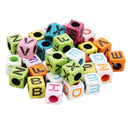 200 Pieces 6mm Colorful Letter Beads Kit Alphabet Cubic Bead A-Z Bulk - Acrylic Beads for DIY Bracelets Jewelry Accessories Making (Large Hole, 4mm)