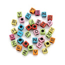 200 Pieces 6mm Colorful Letter Beads Kit Alphabet Cubic Bead A-Z Bulk - Acrylic Beads for DIY Bracelets Jewelry Accessories Making (Large Hole, 4mm)